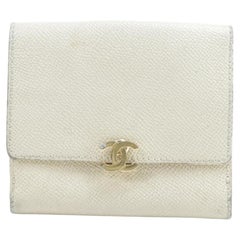 Chanel Caviar CC Clasp Compact Wallet Ivory Vanilla 3CK0114