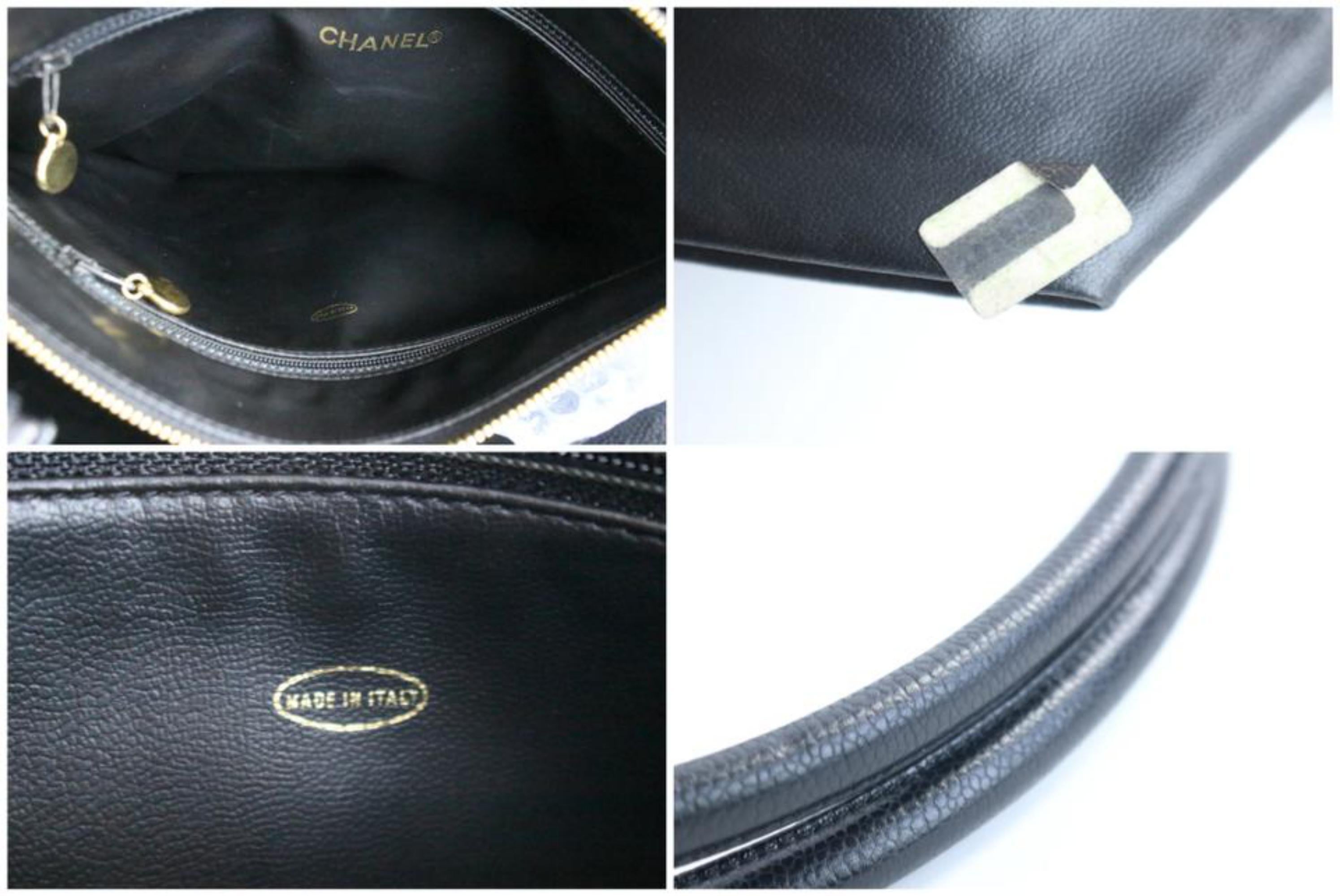 Chanel Caviar Cc Logo Loop 17cr0611 Black Leather Tote In Good Condition For Sale In Forest Hills, NY