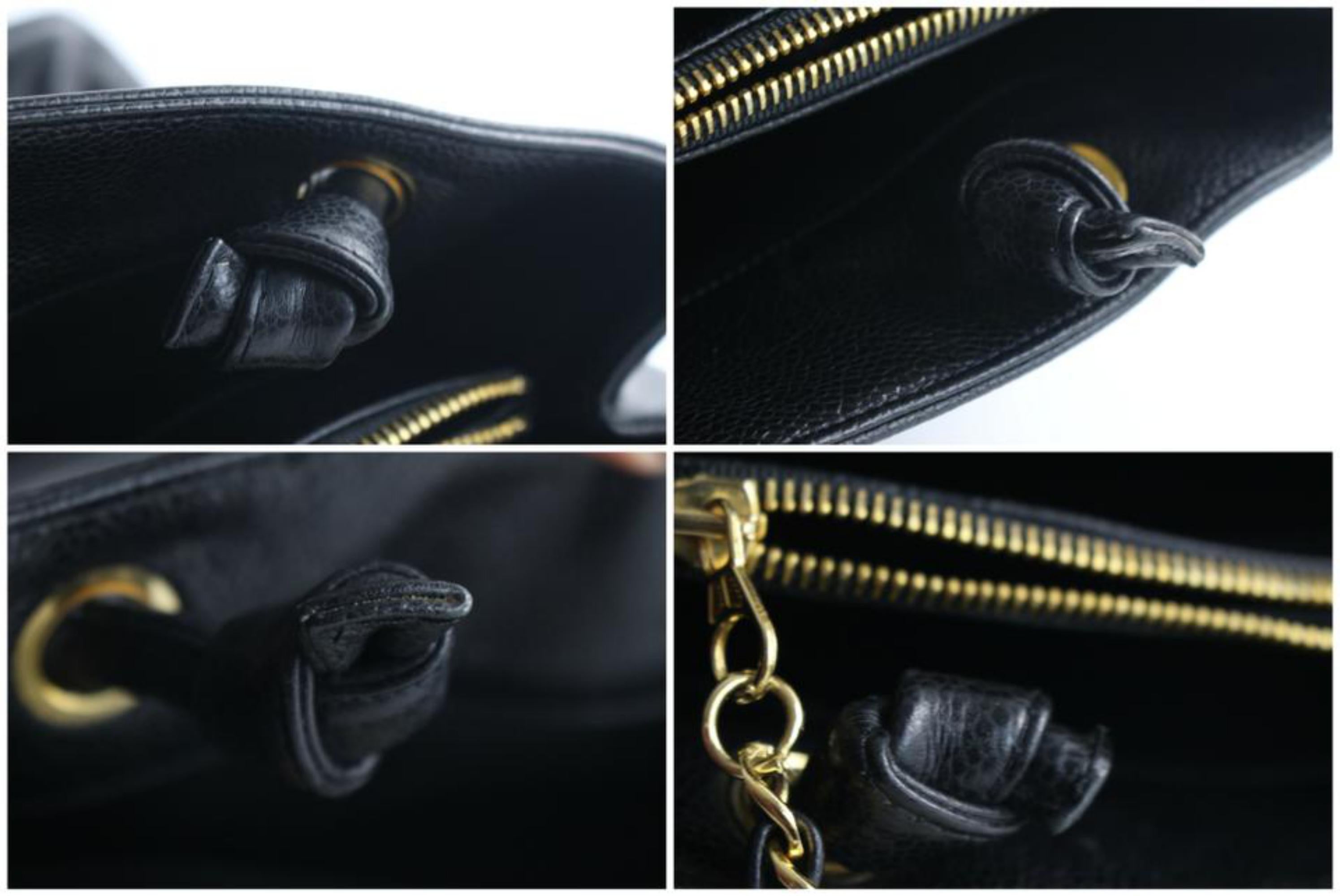 Chanel Caviar Cc Logo Loop 17cr0611 Black Leather Tote For Sale 1