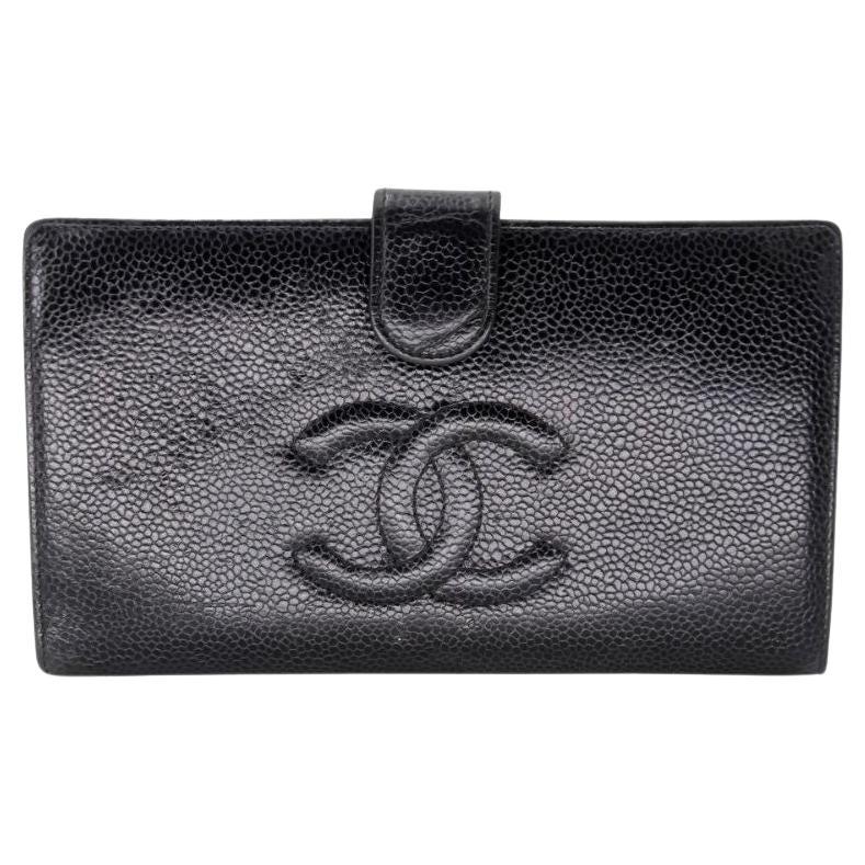 Chanel Caviar CC Long Leather French Purse Wallet CC-1029P-0017 For Sale