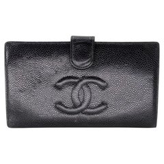 Chanel Matelasse Classic Zip Card Case Black AP2570 Caviar Leather