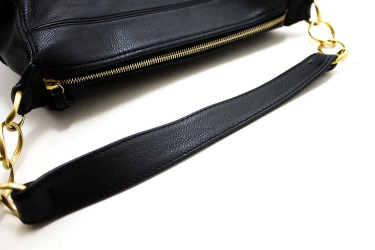 CHANEL Caviar Chain Shoulder Bag Leather Black Zip Goldper at 1stDibs