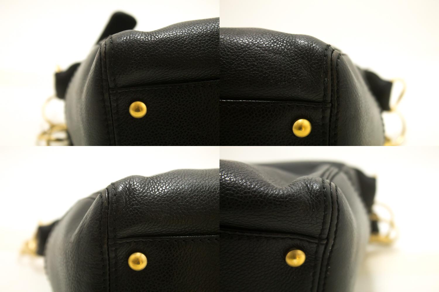 CHANEL Caviar Chain Shoulder Bag Leather Black Zip Goldper 3