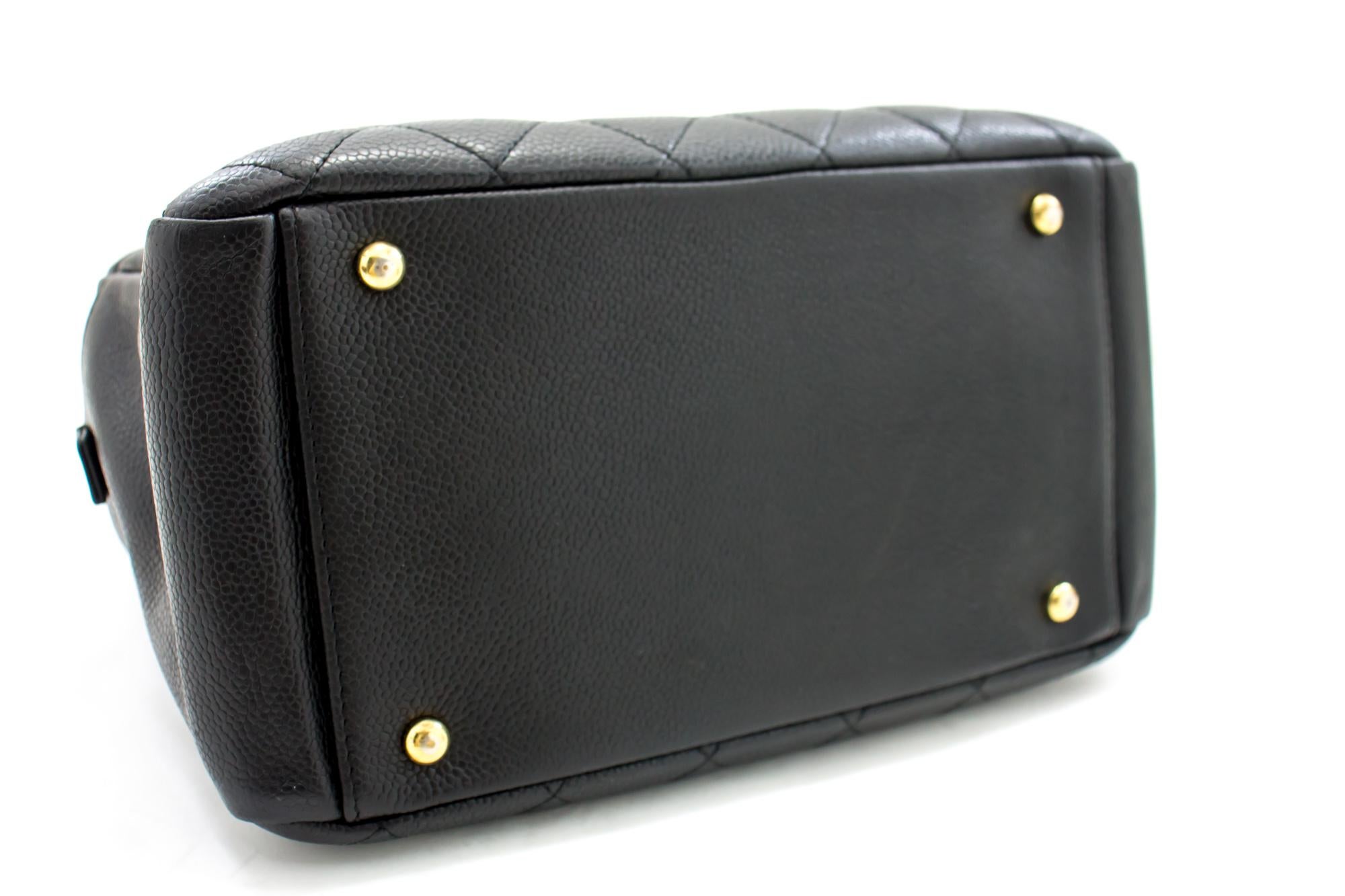 CHANEL Caviar Chain Shoulder Shopping Tote Bag Black Quilted For Sale