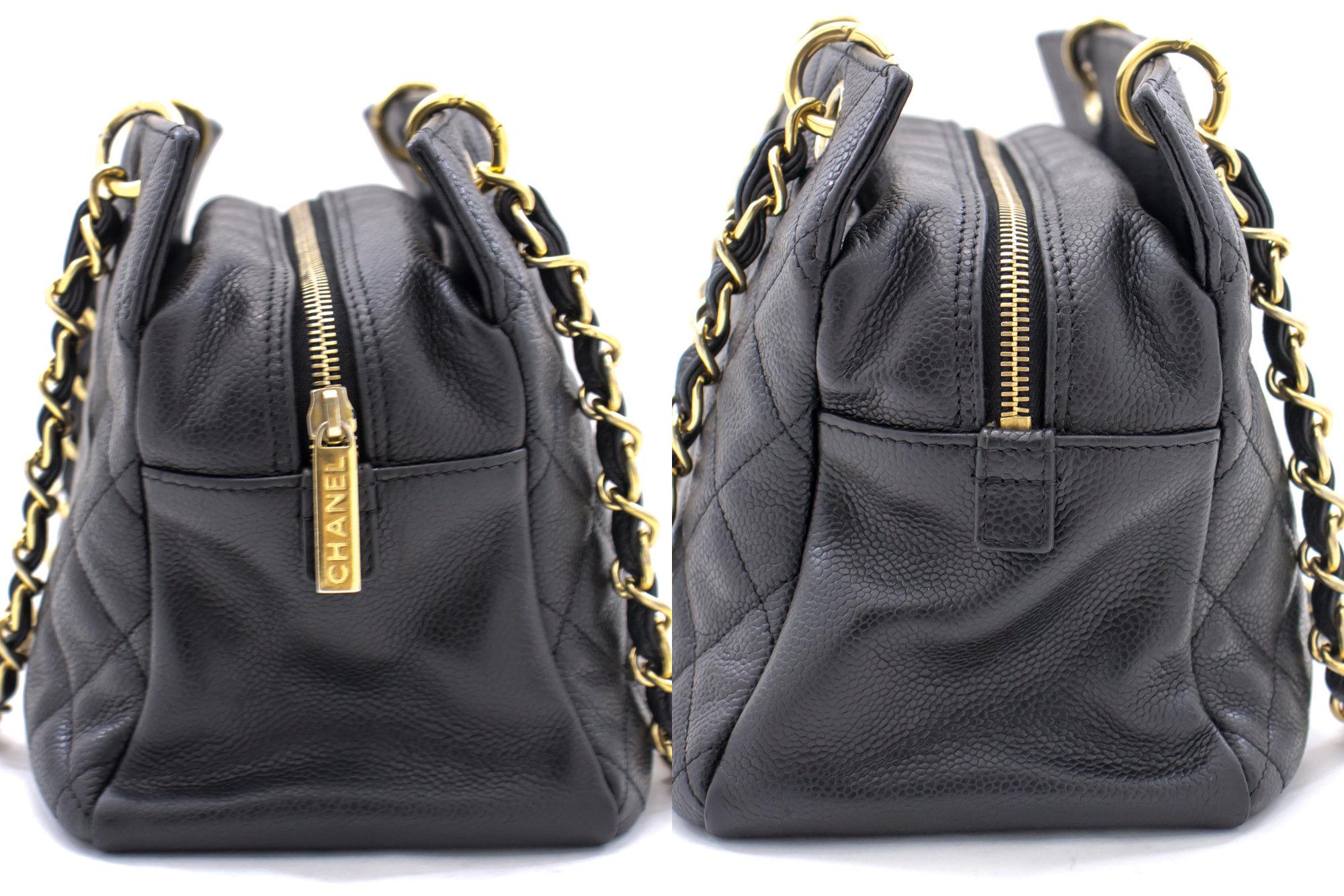 CHANEL Caviar Chain Shoulder Shopping Tote Bag Black Quilted For Sale