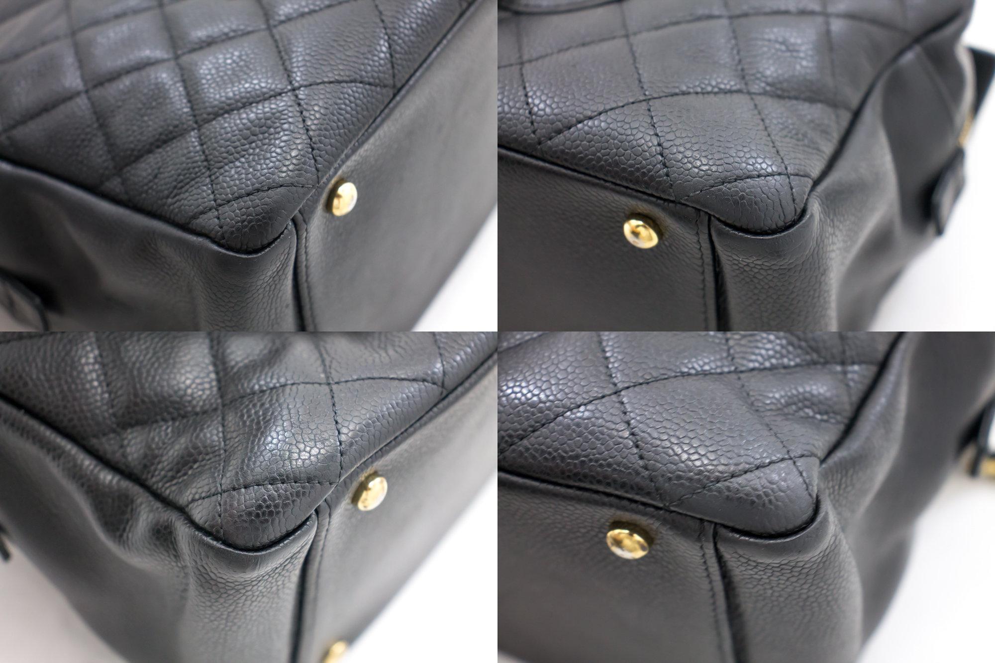 CHANEL Caviar Chain Shoulder Shopping Tote Bag Black Quilted For Sale