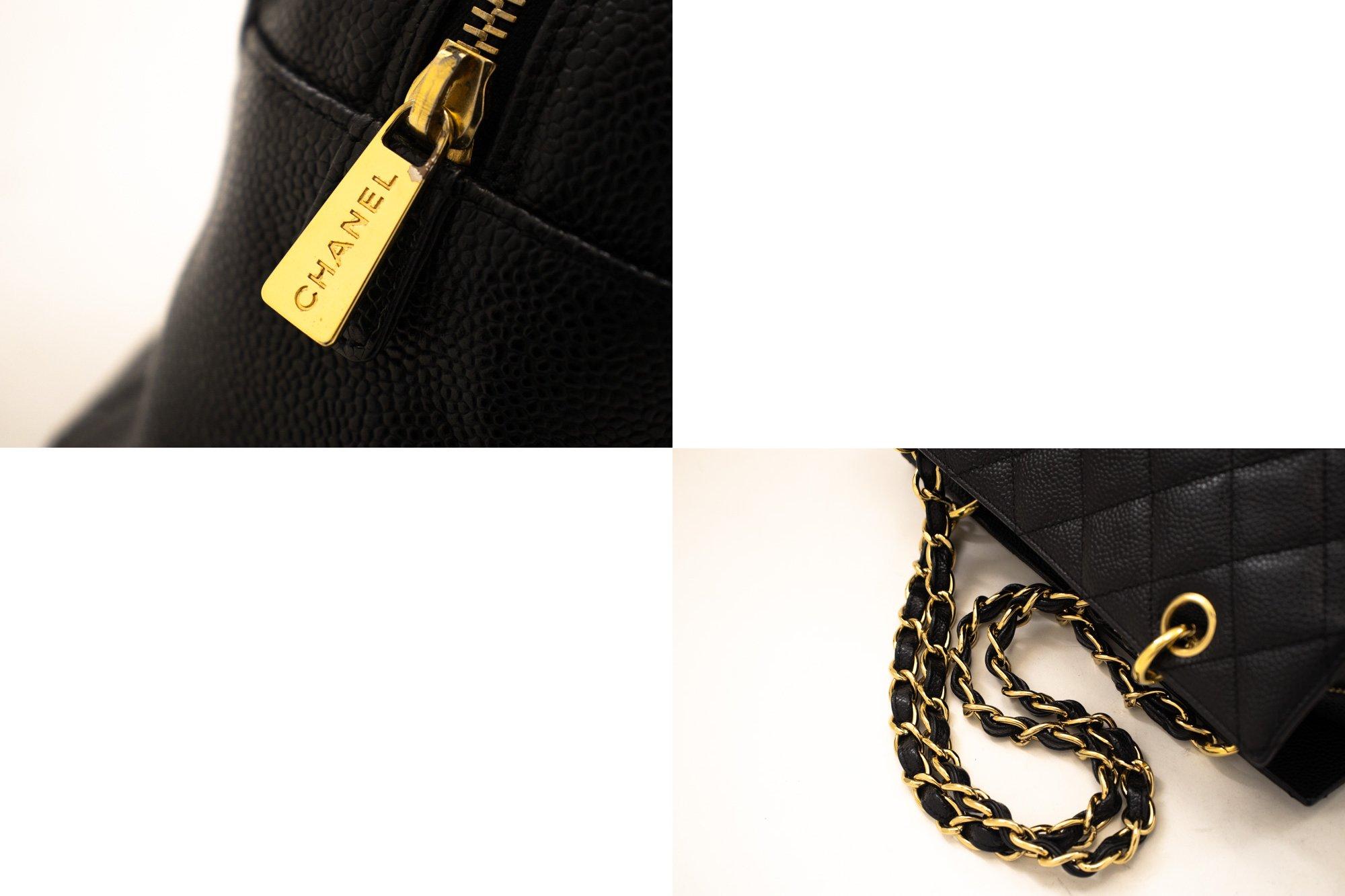 CHANEL Caviar Chain Shoulder Shopping Tote Bag Black Quilted Purse 3