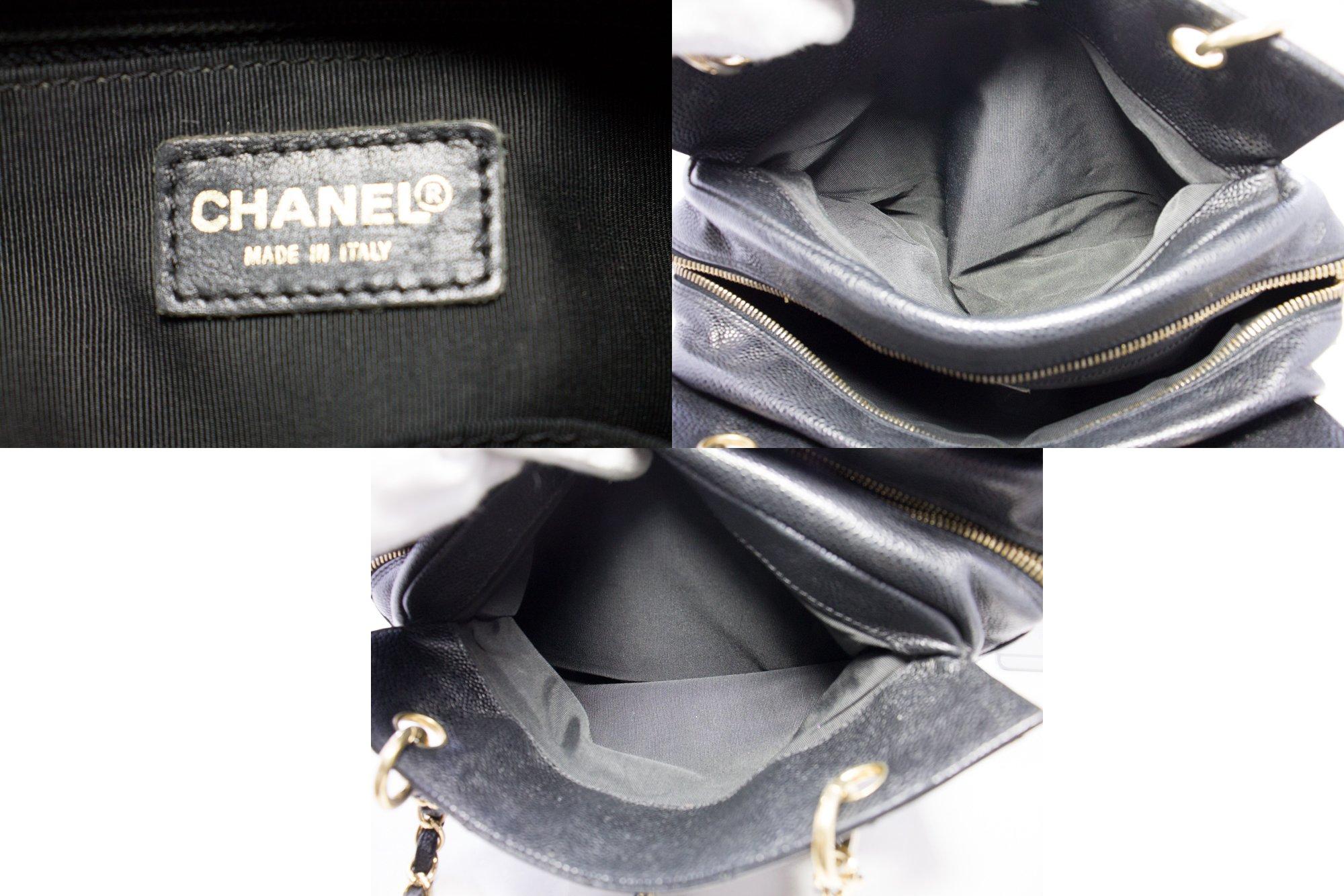 CHANEL Kaviar Kette Schulter Einkaufstasche Schwarz gesteppte Geldbörse 4