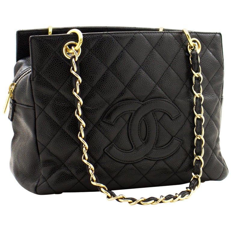 chanel black bag with black chain