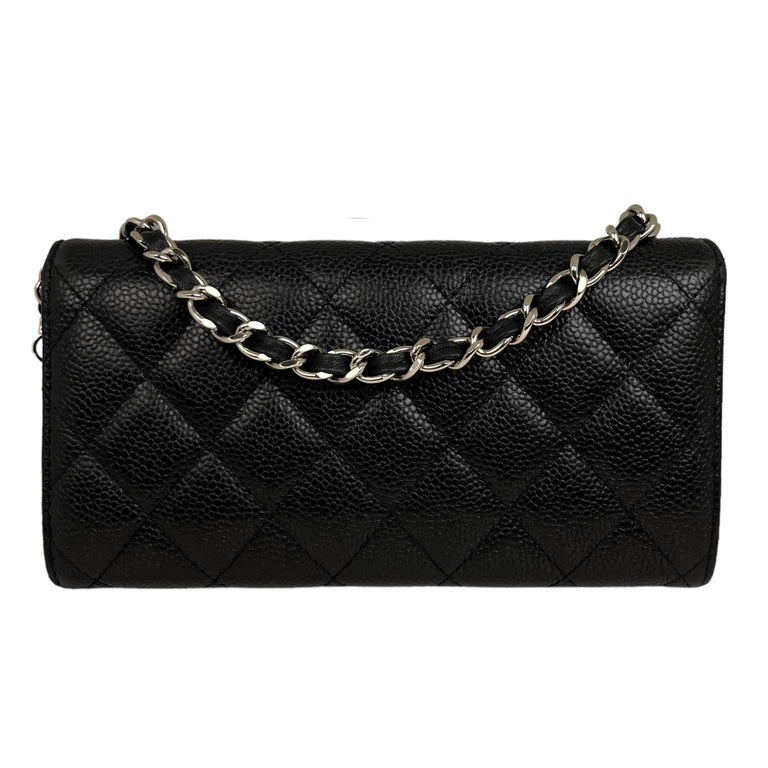 CHANEL Caviar Classic Flap Gusseted Wallet With Unbranded Chain Insert and  Charms at 1stDibs