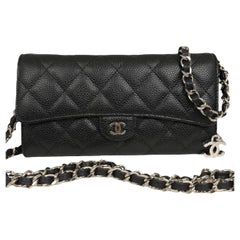 CHANEL Caviar Classic Flap Gusseted Wallet With Unbranded Chain Insert & Charms 