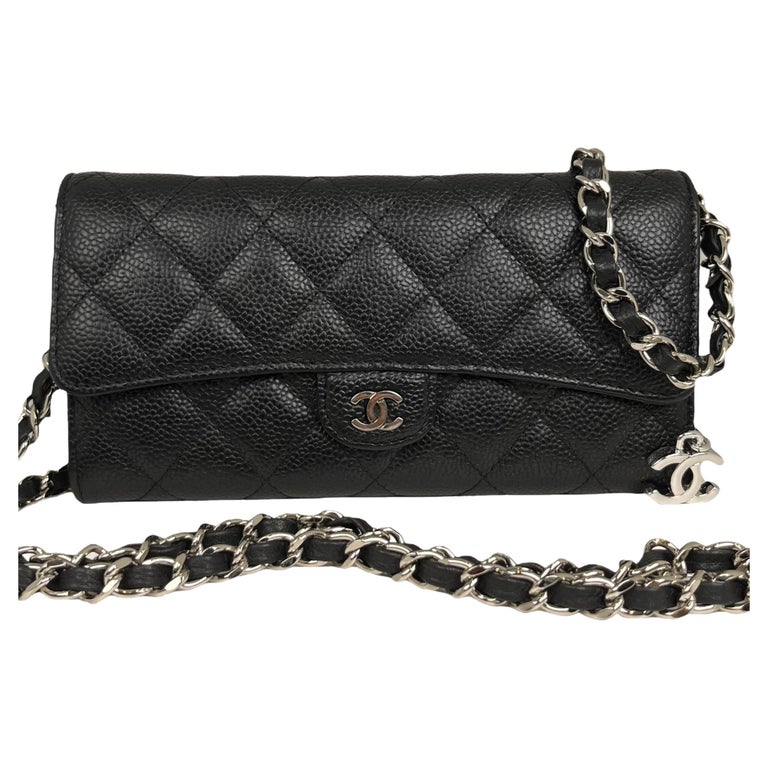 CHANEL Caviar Classic Flap Gusseted Wallet With Unbranded Chain Insert and  Charms