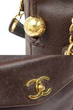 Chanel Caviar Envelope Tote 224318 Brown Leather Shoulder Bag