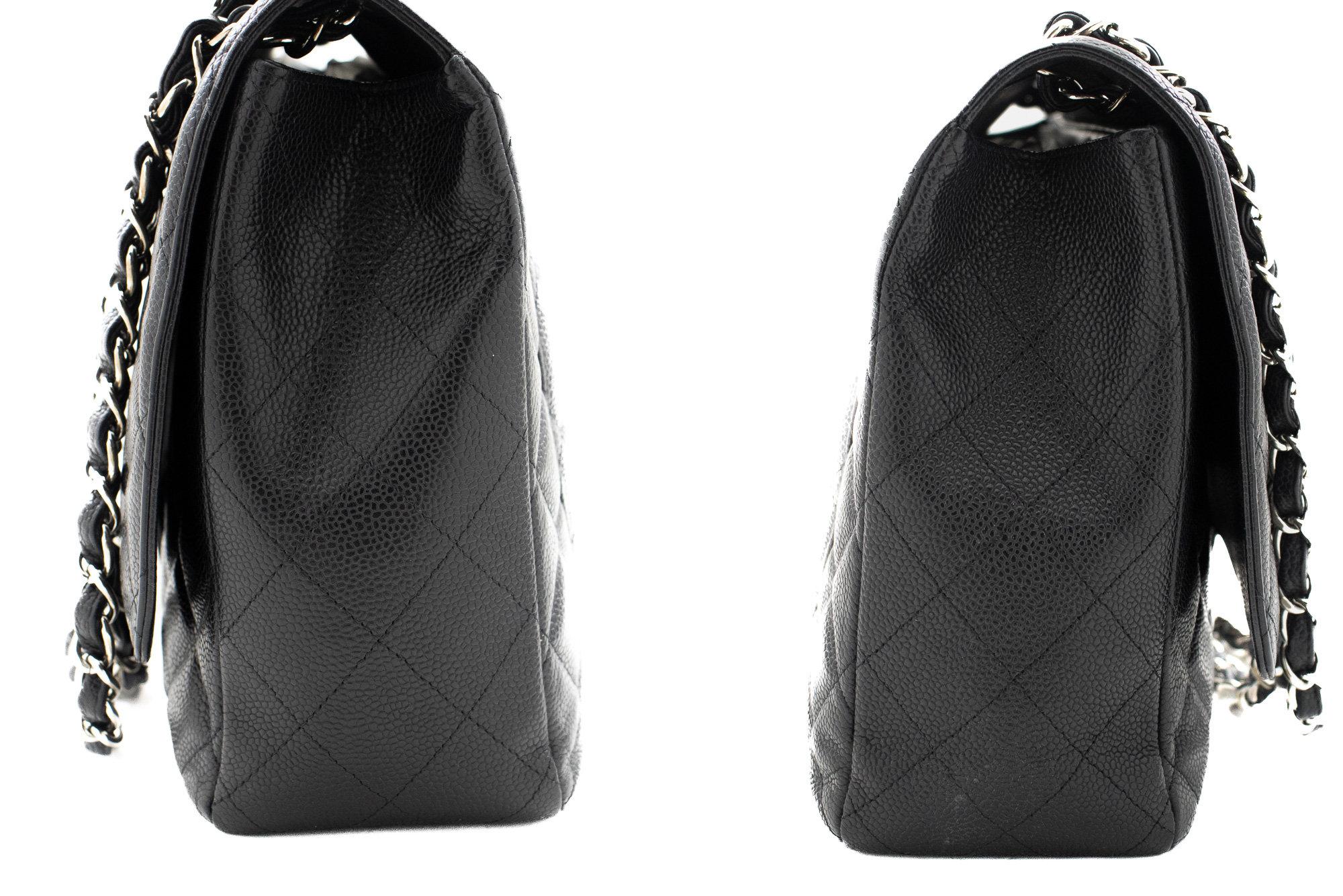 Women's CHANEL Caviar Grained Calfskin Chain Flap Shoulder Bag Black 13