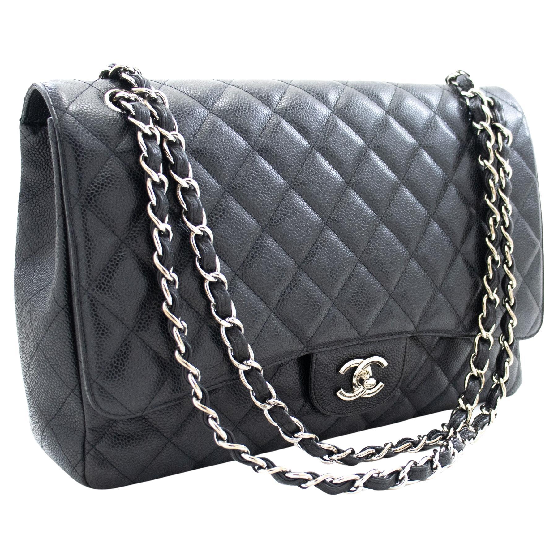 Chanel Caviar Grained Calfskin Chain Flap Shoulder Bag Black 13