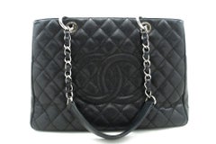 CHANEL Caviar GST 13" Grand Shopping Tote Chain Shoulder Bag Black