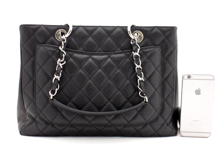 CHANEL Caviar GST 13 Grand Shopping Tote Chain Shoulder Bag Black For Sale  at 1stDibs