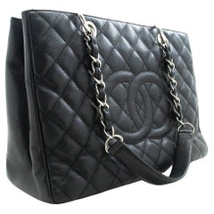 CHANEL Caviar GST 13" Grand Shopping Tote Chain Shoulder Bag Black