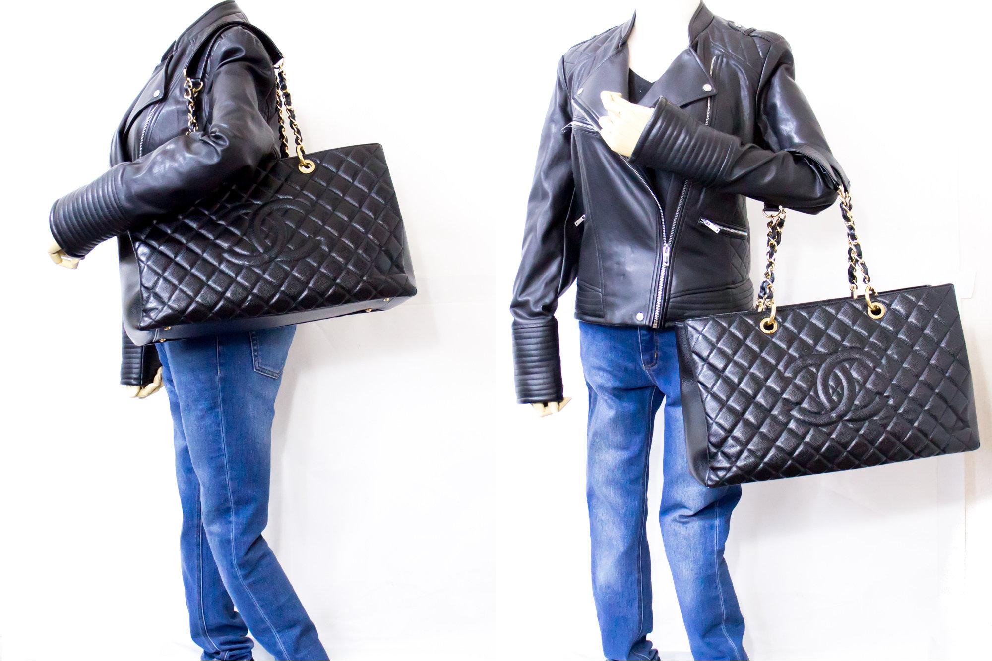 CHANEL Caviar GST Grand Shopping Tote Chain Shoulder Bag Black 7