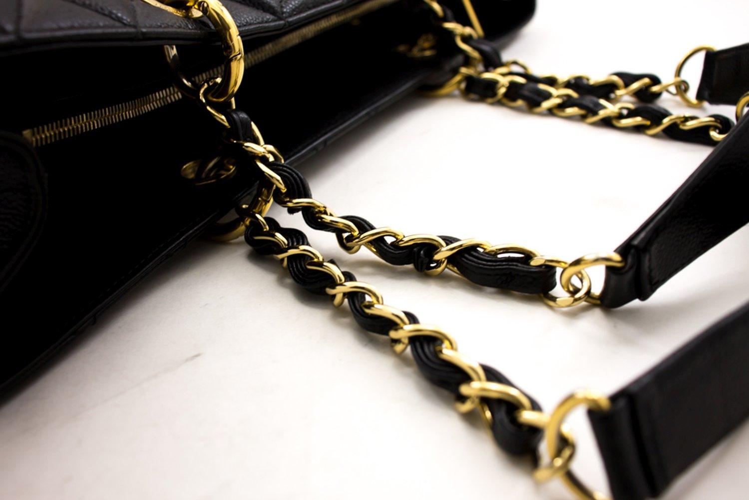 CHANEL Caviar GST Grand Shopping Tote Chain Shoulder Bag Black 8