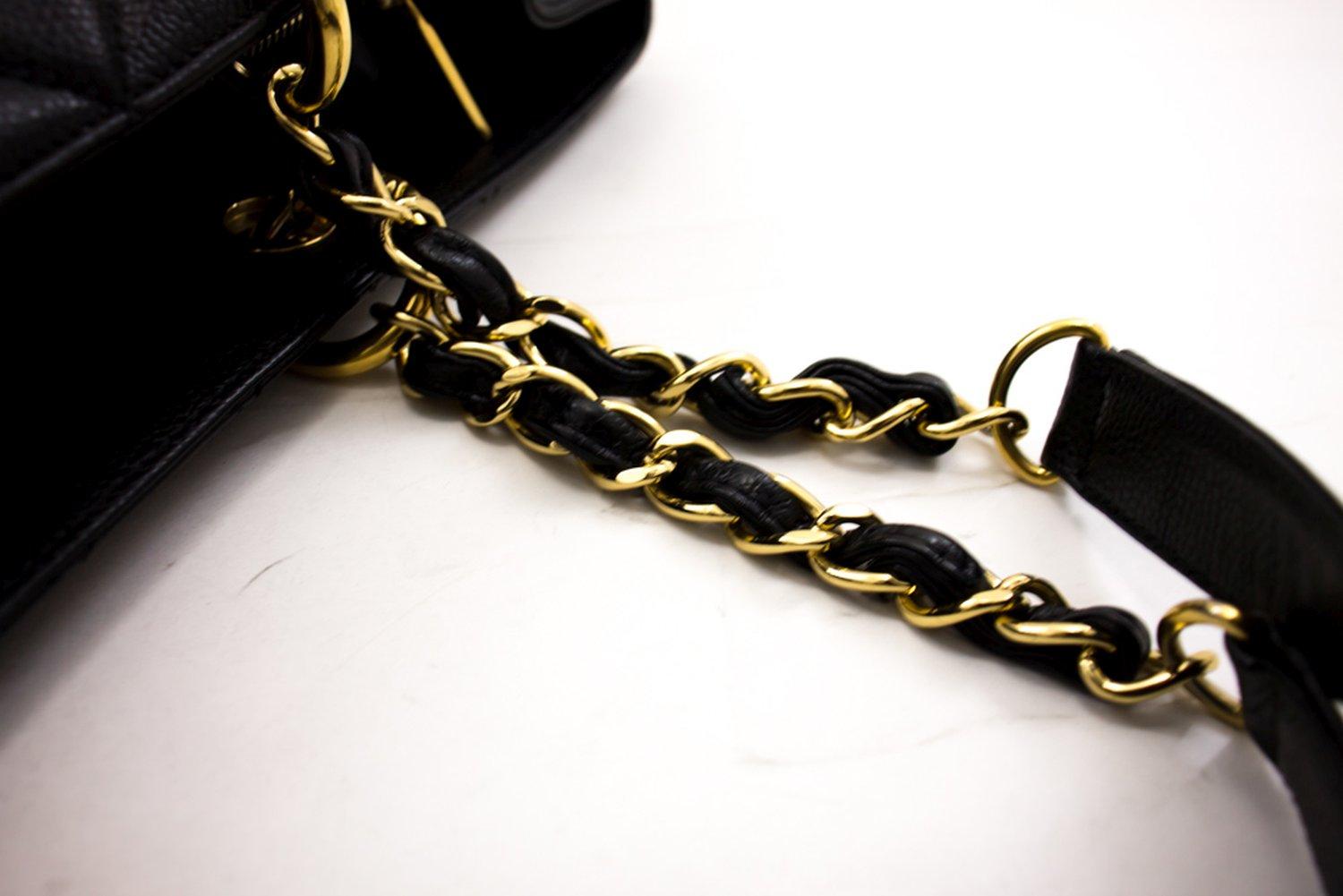 CHANEL Caviar GST Grand Shopping Tote Chain Shoulder Bag Black 9