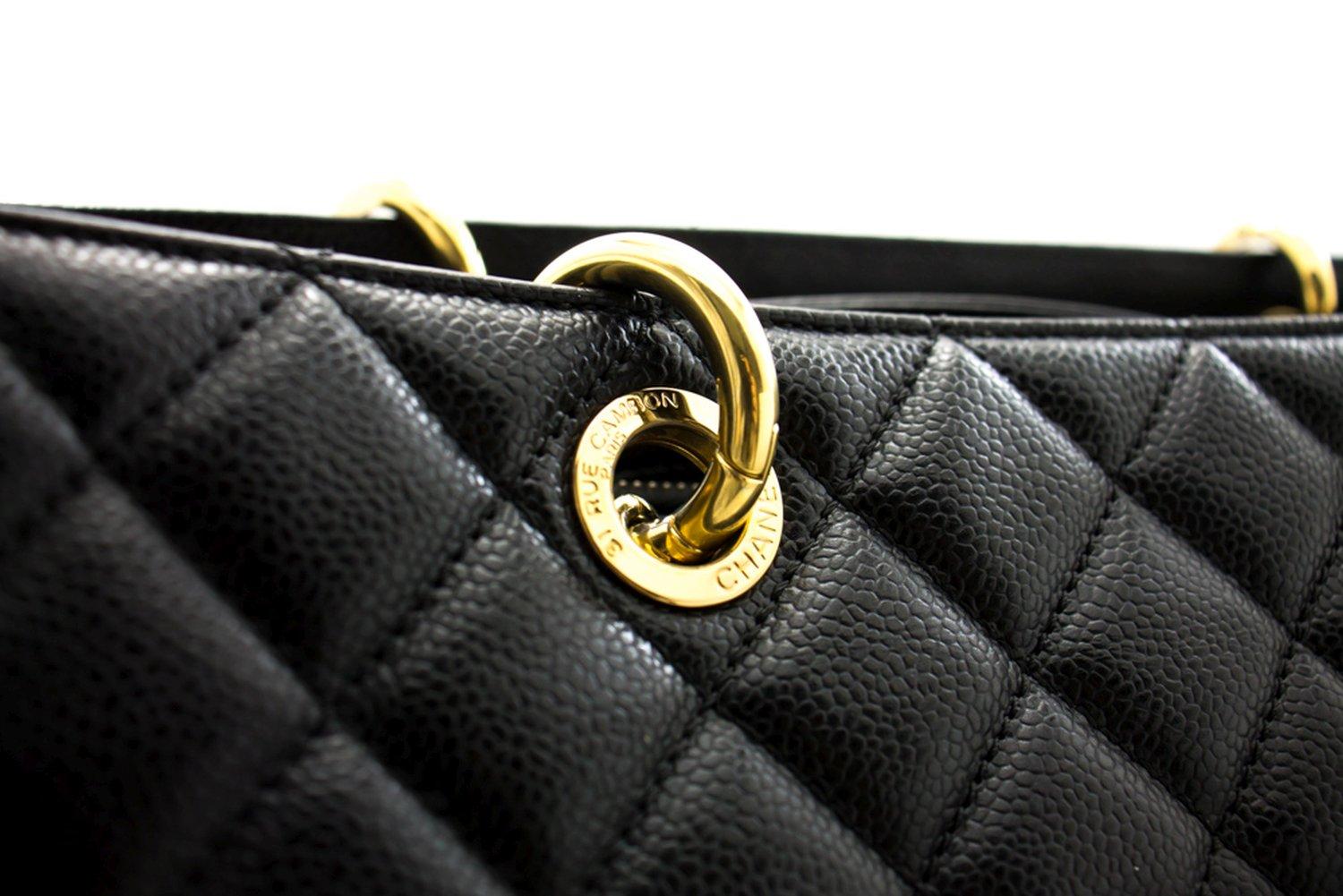 CHANEL Caviar GST Grand Shopping Tote Chain Shoulder Bag Black 10