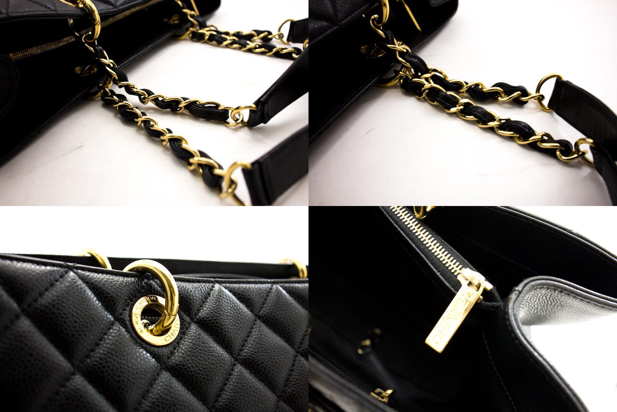 CHANEL Caviar GST Grand Shopping Tote Chain Shoulder Bag Black 3