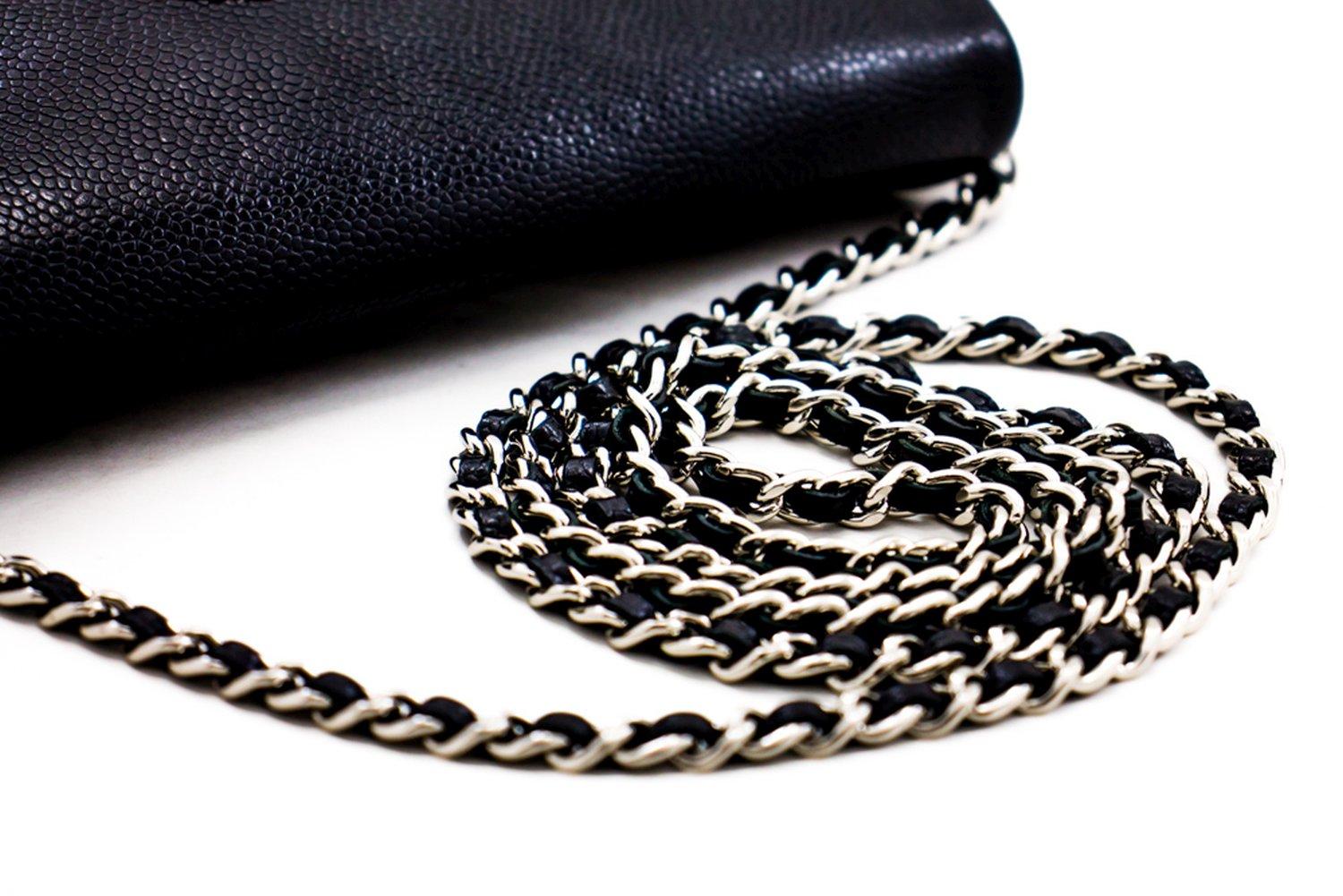 CHANEL Caviar Half Moon WOC Black Wallet On Chain Shoulder Bag 5