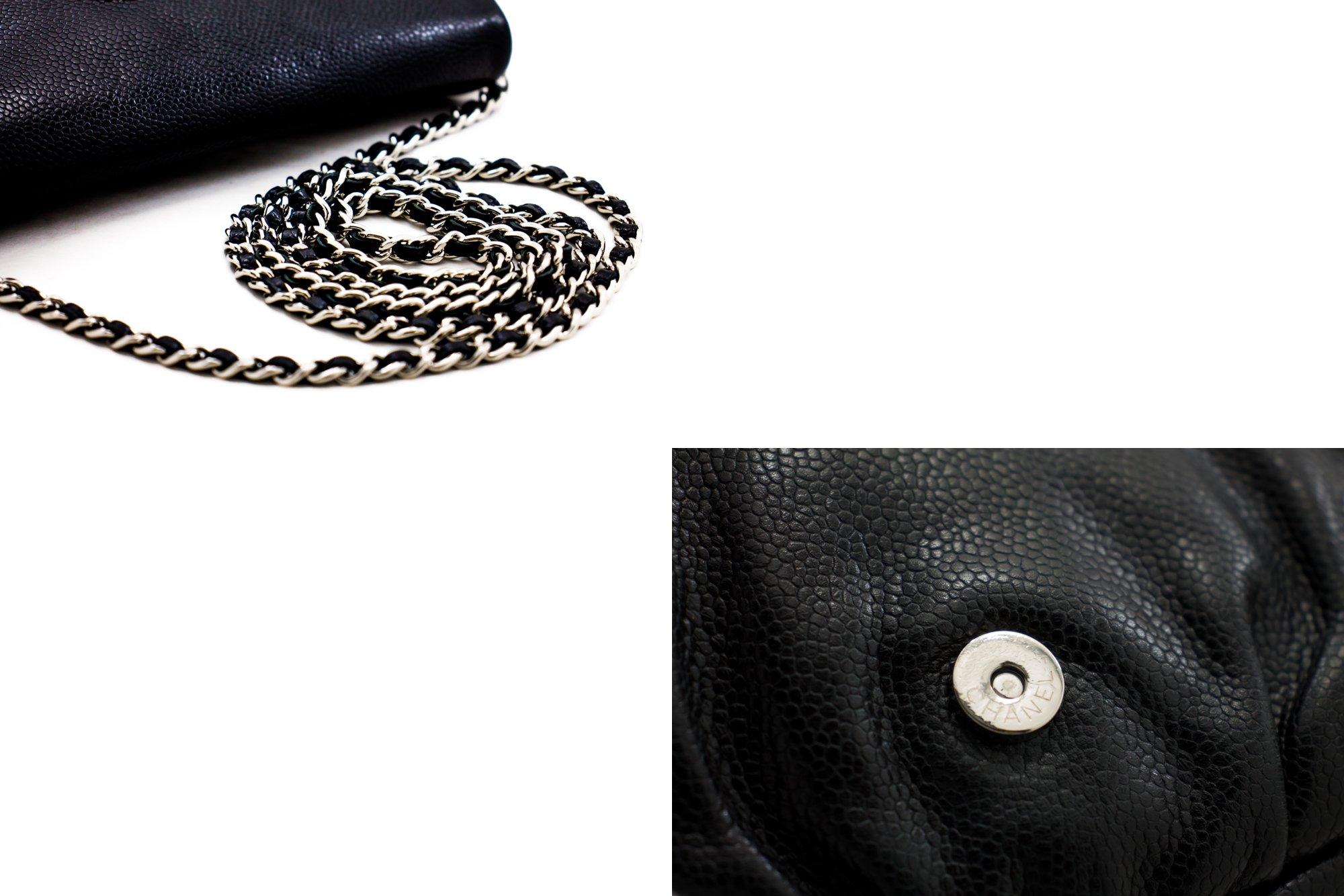 Women's CHANEL Caviar Half Moon WOC Black Wallet On Chain Shoulder Bag
