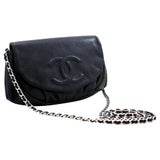 CHANEL Caviar Half Moon WOC Black Wallet On Chain Shoulder Bag For