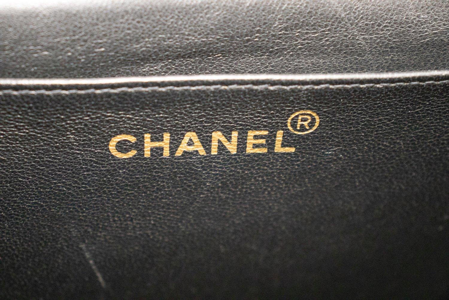 CHANEL Caviar Handbag Top Handle Bag Kelly Black Flap Leather Gold 11