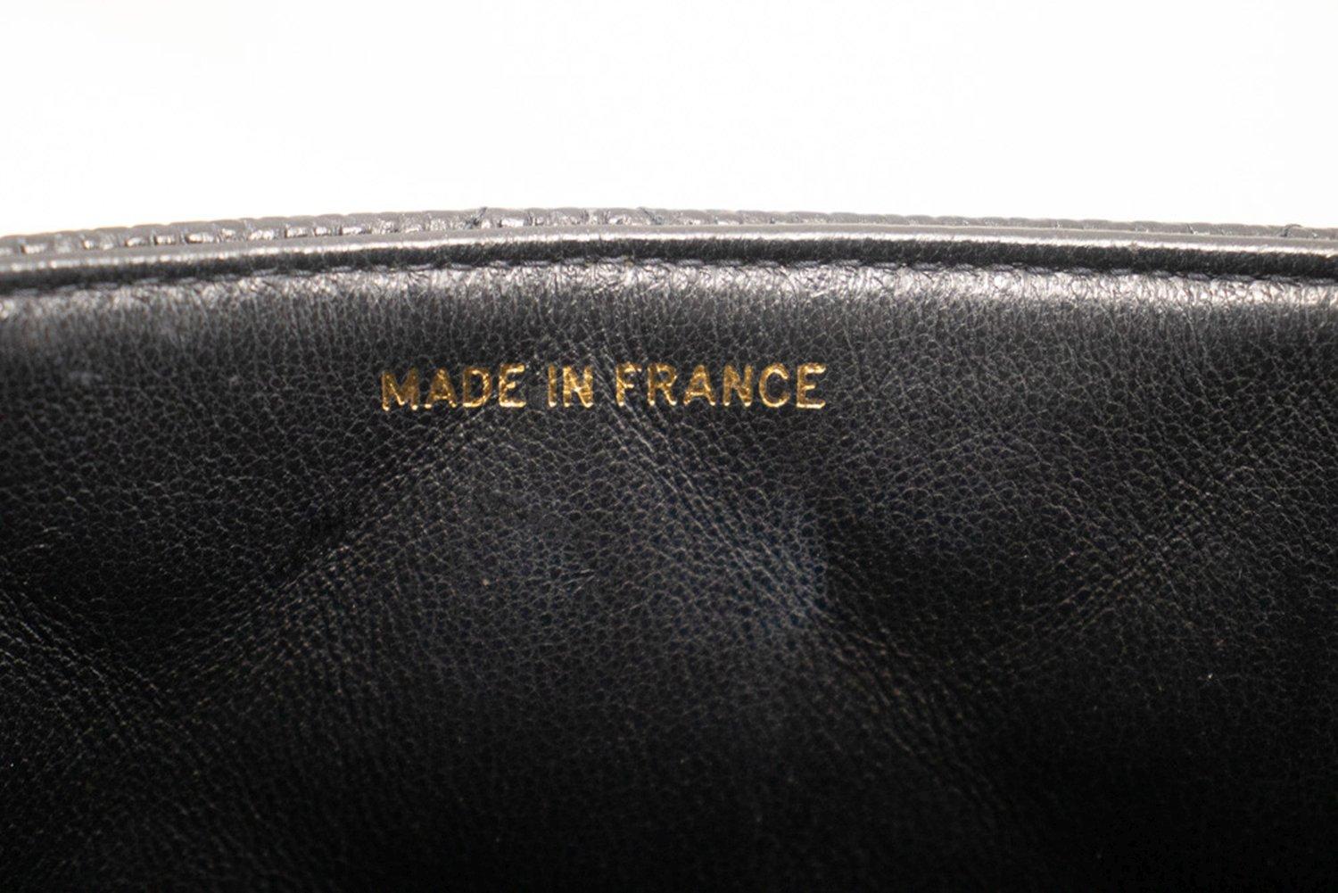 CHANEL Caviar Handbag Top Handle Bag Kelly Black Flap Leather Gold 12
