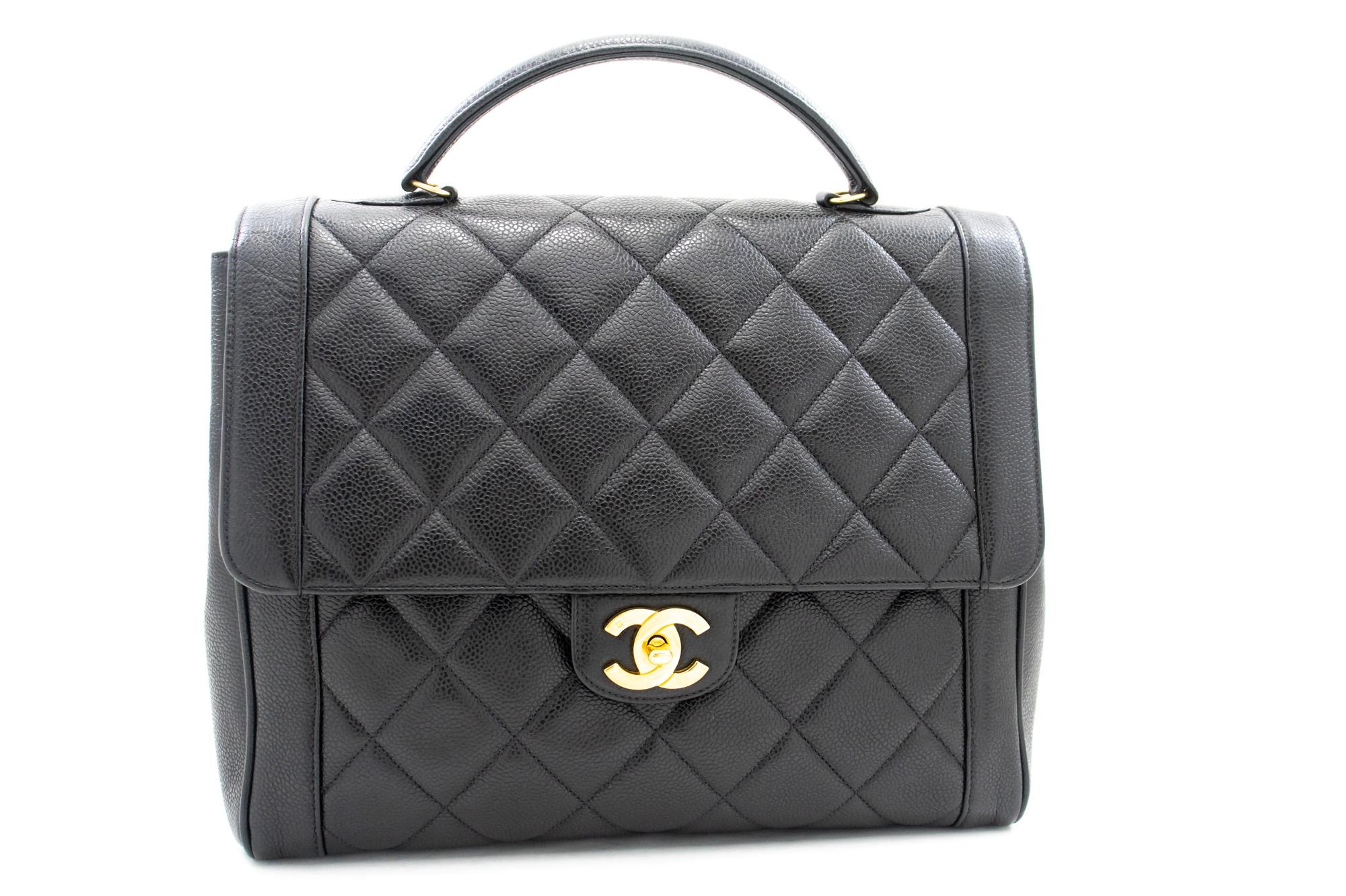 An authentic CHANEL Caviar Handbag Top Handle Bag Kelly Black Flap Leather Gold. The color is Black. The outside material is Leather. The pattern is Solid. This item is Vintage / Classic. The year of manufacture would be 1994-1996.
Conditions &