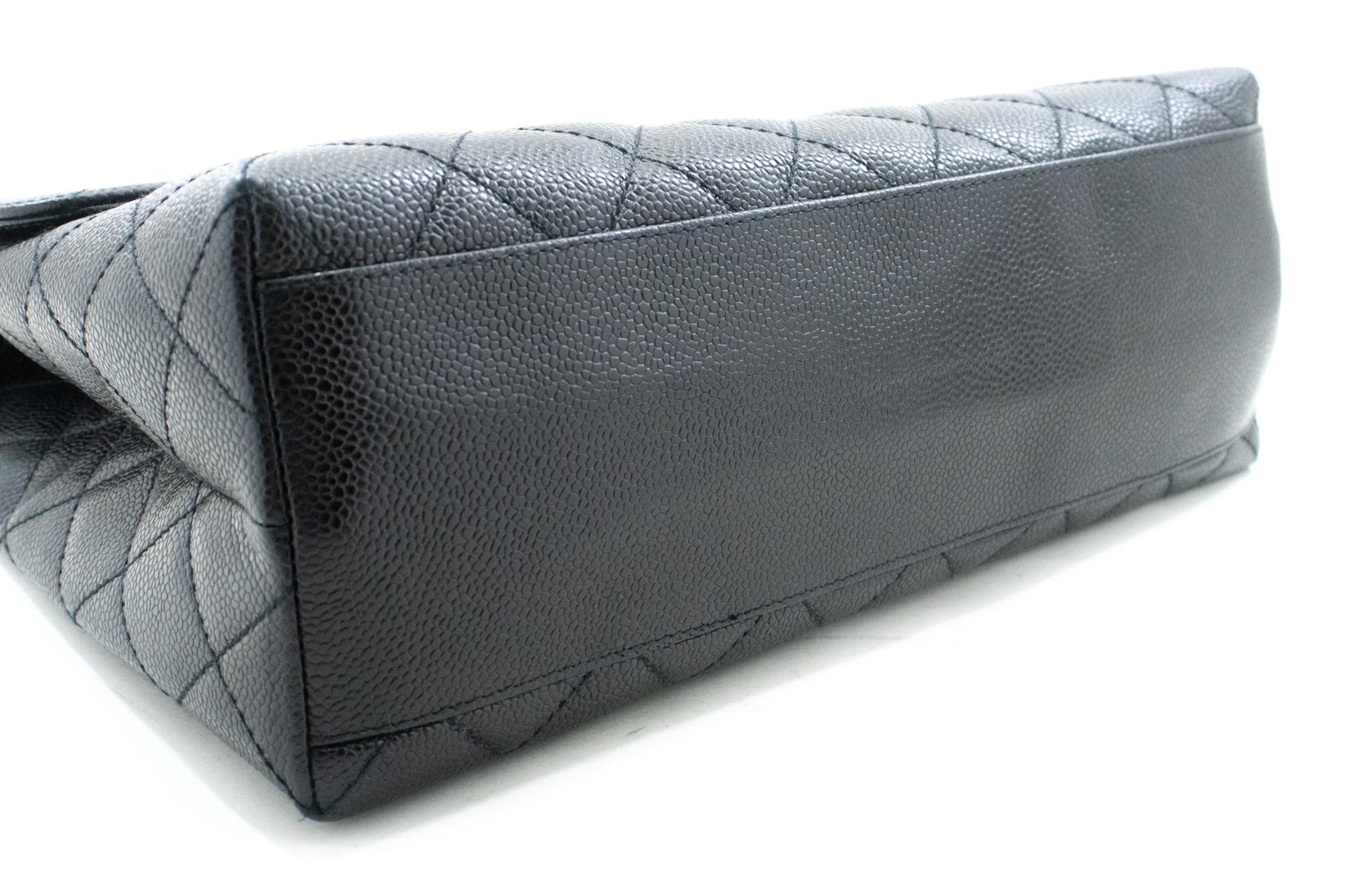 Women's CHANEL Caviar Handbag Top Handle Bag Kelly Black Flap Leather Gold For Sale