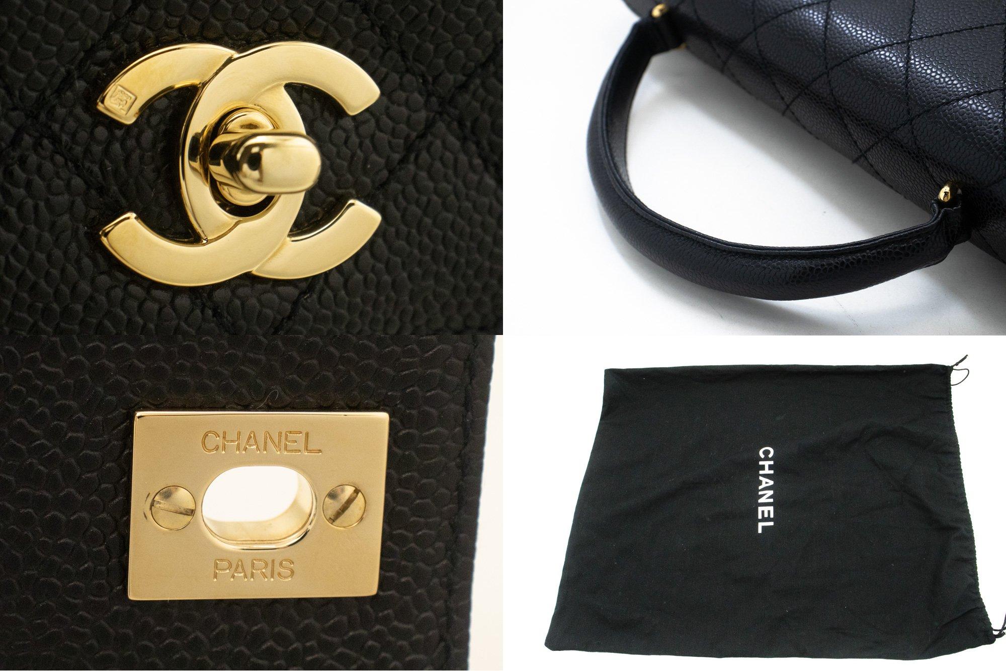 CHANEL Caviar Handbag Top Handle Bag Kelly Black Flap Leather Gold For Sale 3