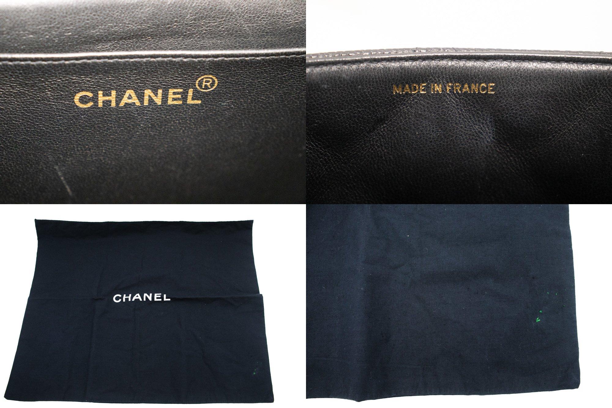 CHANEL Caviar Handbag Top Handle Bag Kelly Black Flap Leather Gold 4
