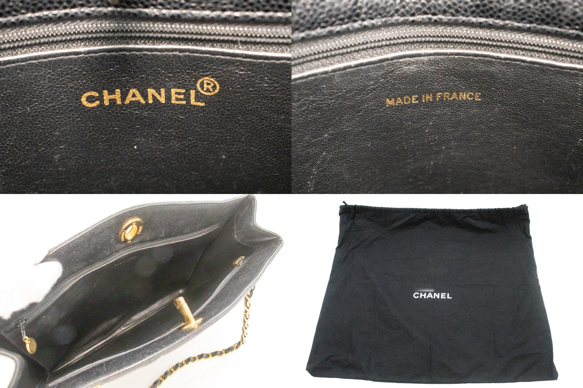 CHANEL Caviar Large Chain Shoulder Bag Black Quilted Leather For Sale 4