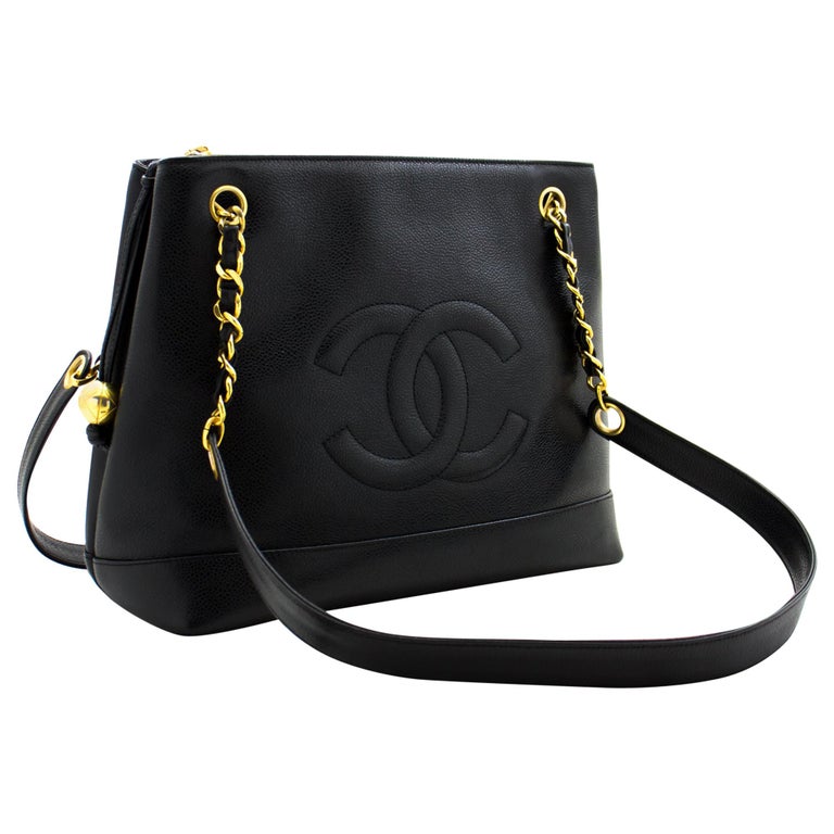 chanel black leather handbag shoulder
