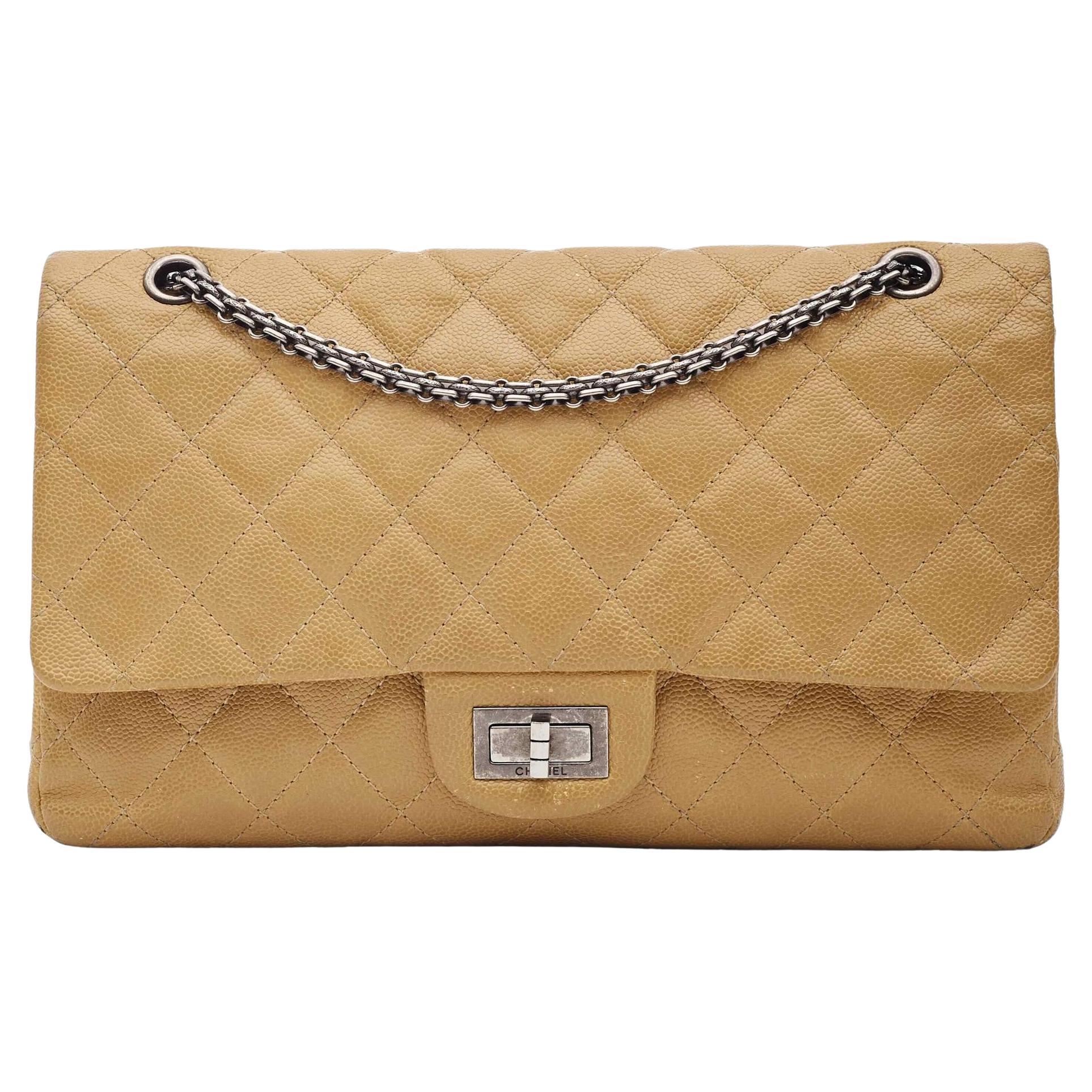 Chanel Caviar Leather 2.55 Reissue Maxi 227 Double Flap Bag For Sale