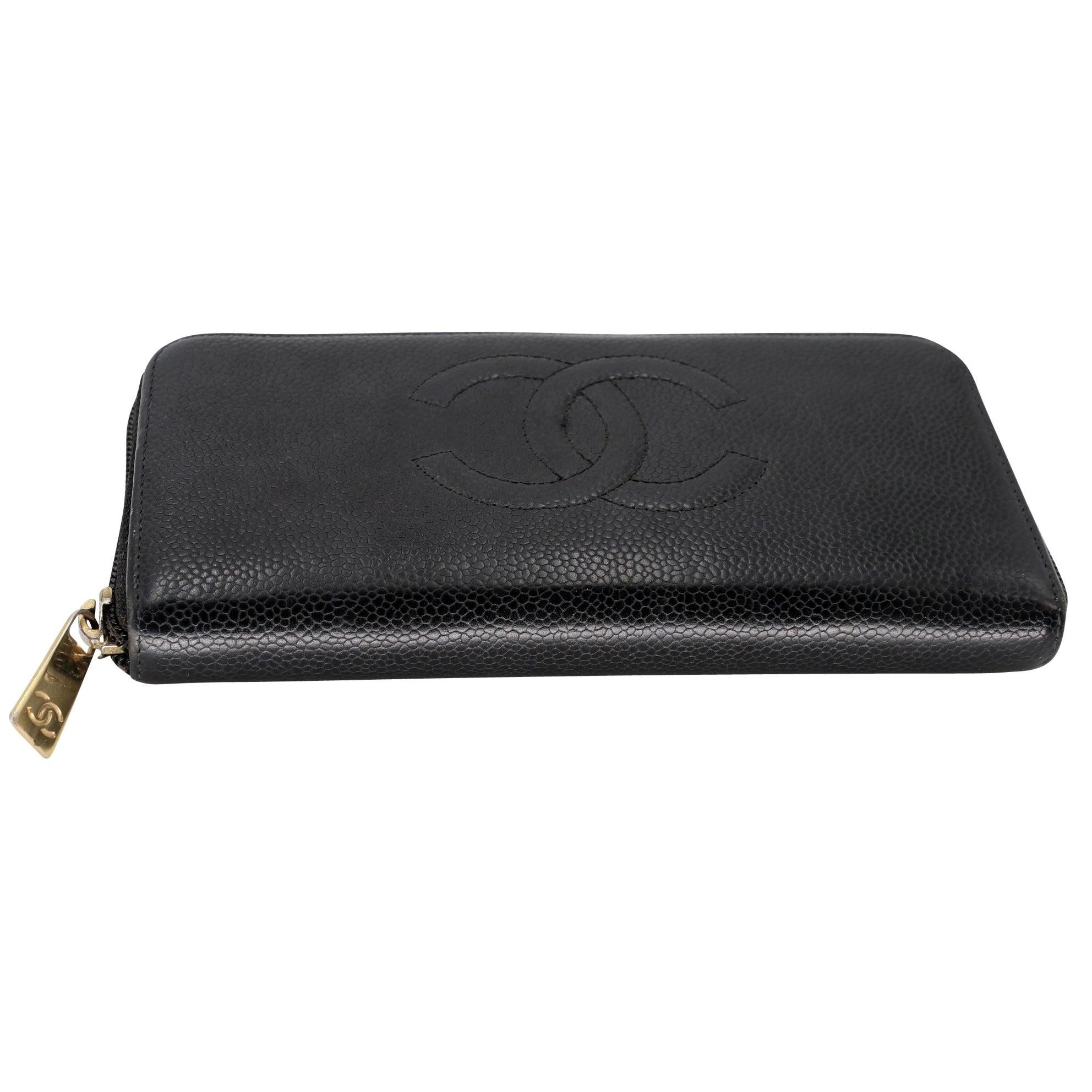 Women's Chanel Caviar Leather Big CC Zip Monogram Wallet CC-W1020P-A004 For Sale