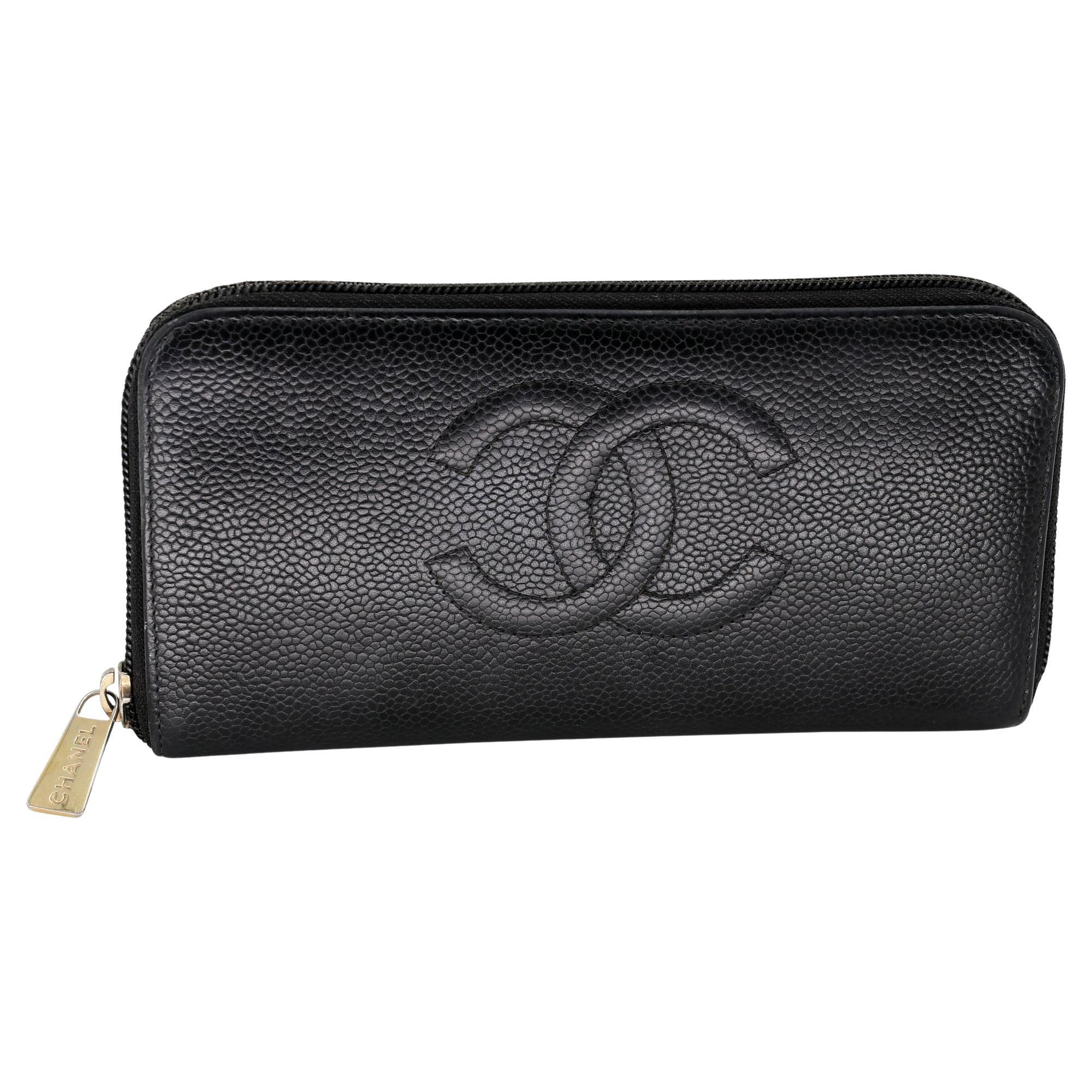 Chanel Caviar Leather Big CC Zip Monogram Wallet CC-W1020P-A004 For Sale