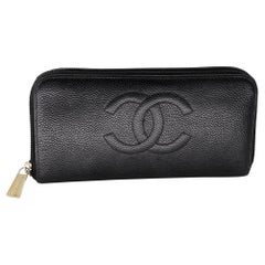 Chanel Kaviar Leder Große CC Reißverschluss Monogramm Brieftasche CC-W1020P-A004