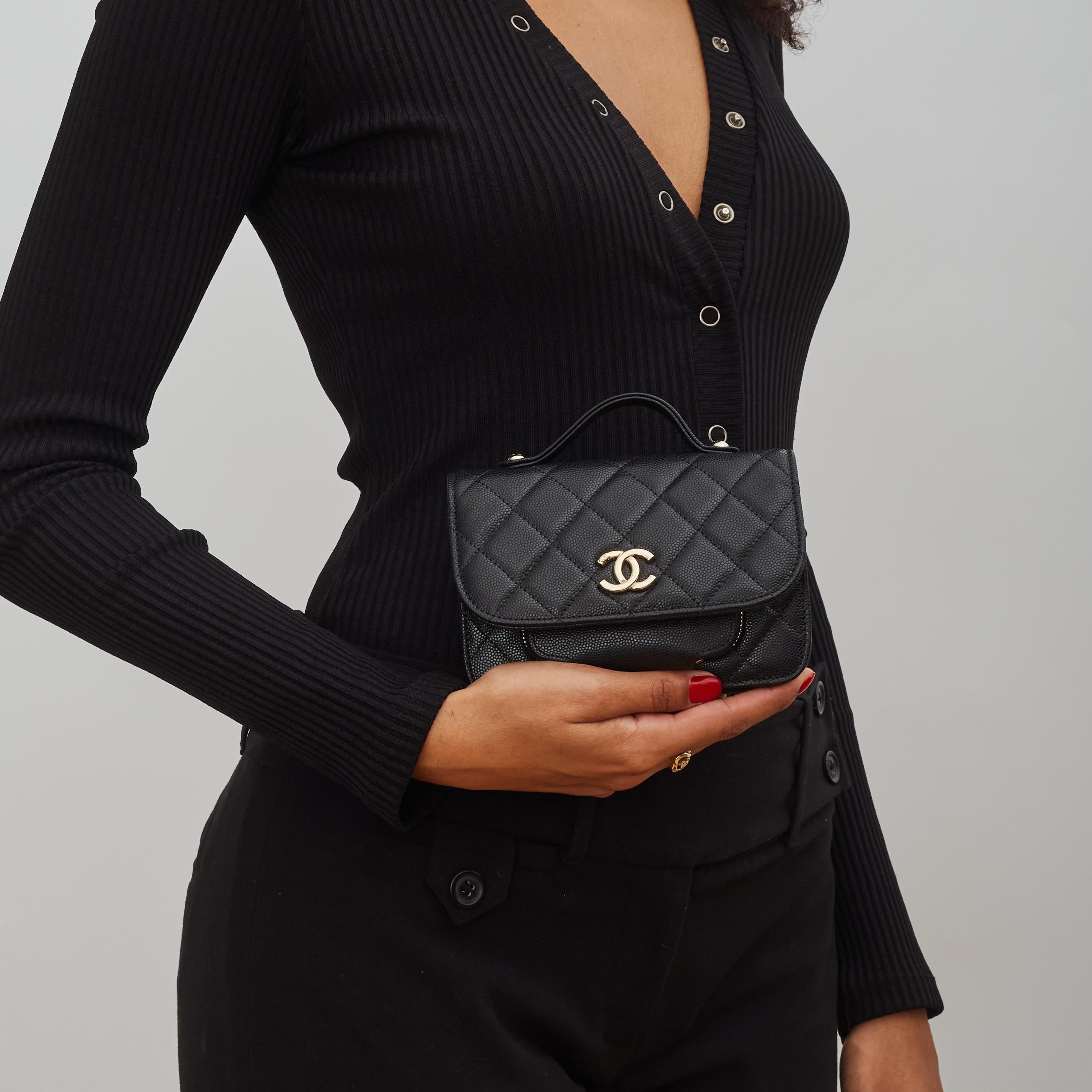 Chanel Caviar Leather Black Business Affinity Flap Bag (2020) Mini  2
