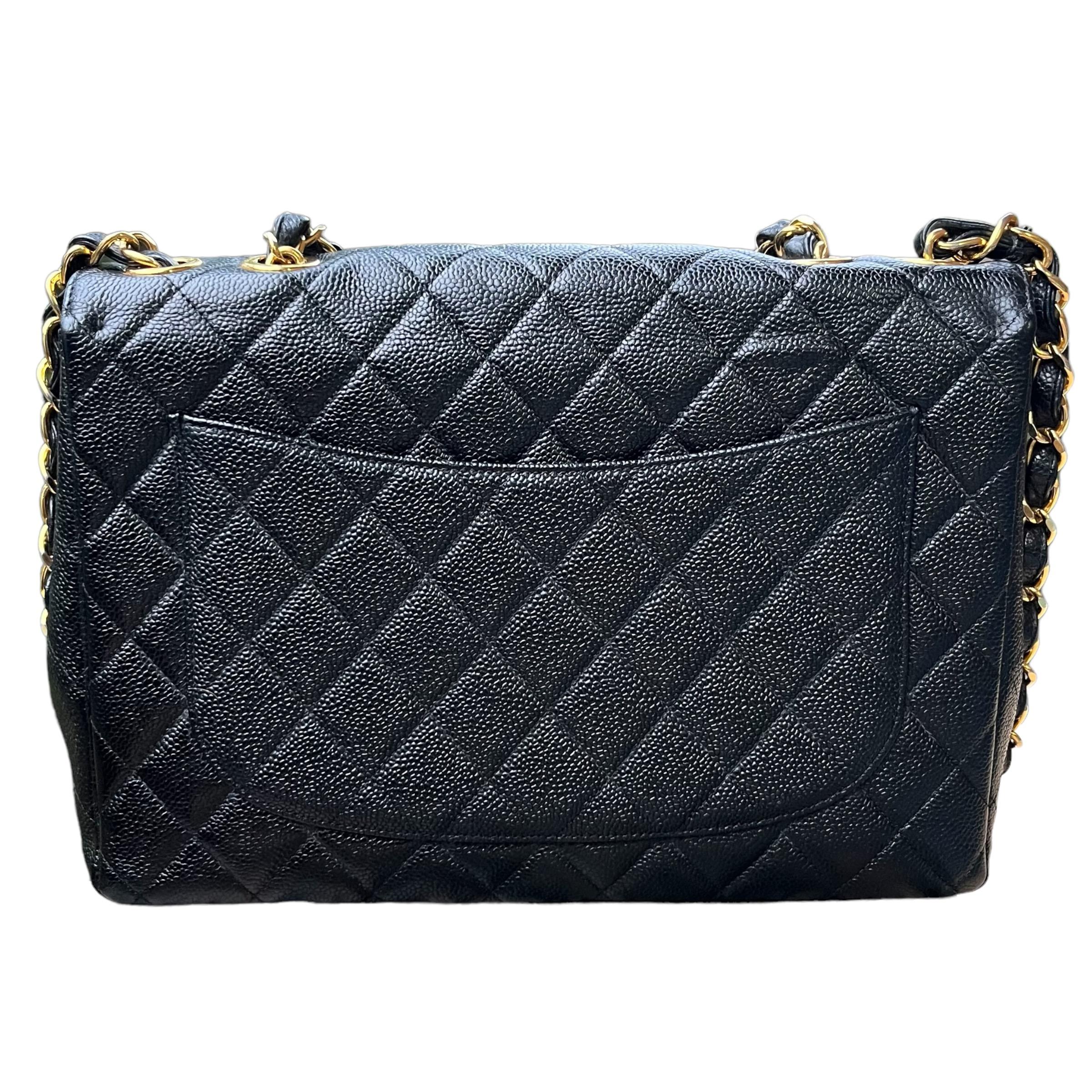 CHANEL Caviar Leather Classic Single Flap Jumbo Bag 6