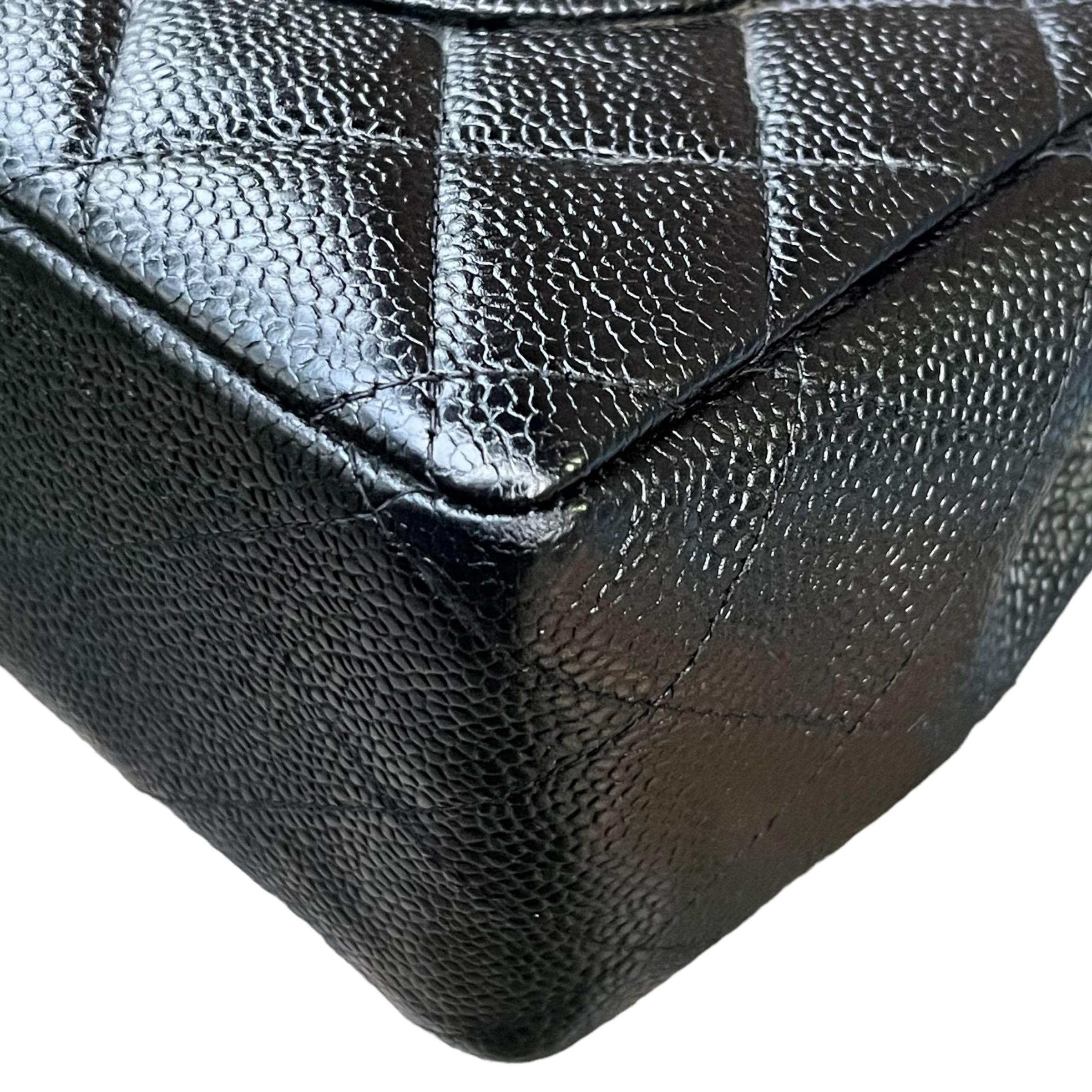 CHANEL Caviar Leather Classic Single Flap Jumbo Bag 9
