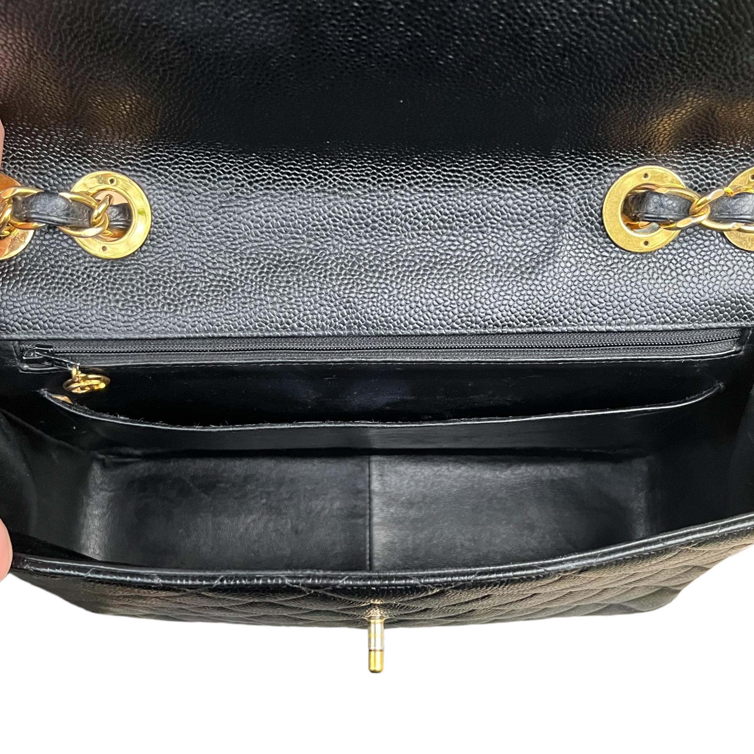 CHANEL Caviar Leather Classic Single Flap Jumbo Bag 12