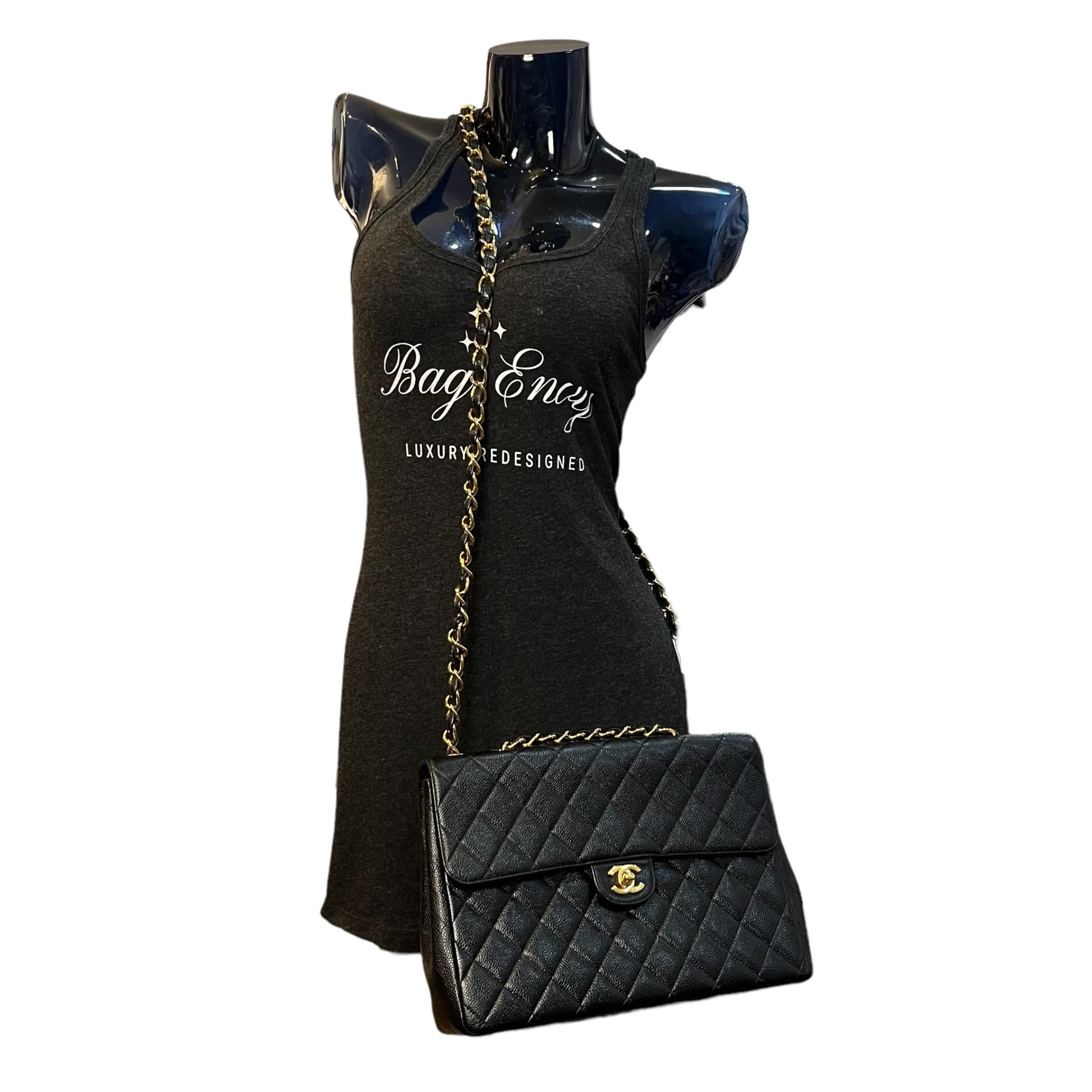 CHANEL Caviar Leather Classic Single Flap Jumbo Bag 1