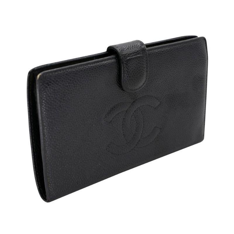 Nero Portafoglio Chanel Caviar in pelle French Kisslock CC-W0128P-0003 in vendita