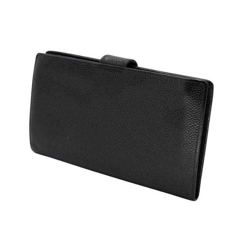 Chanel Caviar Leather French Kisslock Wallet CC-W0128P-0003 In Good Condition For Sale In Downey, CA