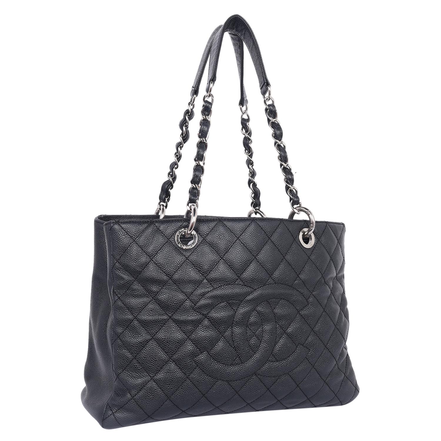 Chanel Caviar Leather Grand Shopping Tote Black In Good Condition In Salt Lake Cty, UT